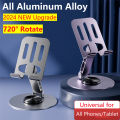 360° Rotating Full Metal Phone & Tablet Stand – Aluminum Alloy Adjustable Desktop Holder for Mobile Devices. 