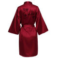 Wedding Party Team Bride Robe With Black Letters Kimono Satin Pajamas Bridesmaid Bathrobe SP003.