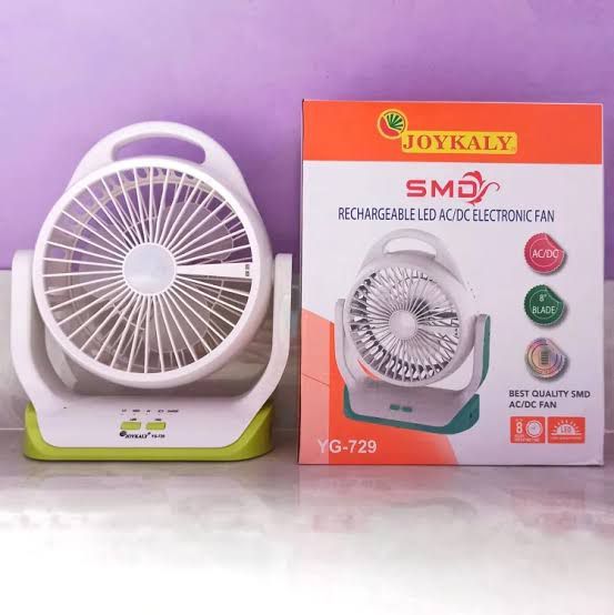 JOYKALY%20YG-729%20Portable%20Rechargeable%20LED%20Light%20AC/AD%20Electronic%20Fan%20with%208"%20inches%20High%20Speed%20Blade%20-%20Image%204