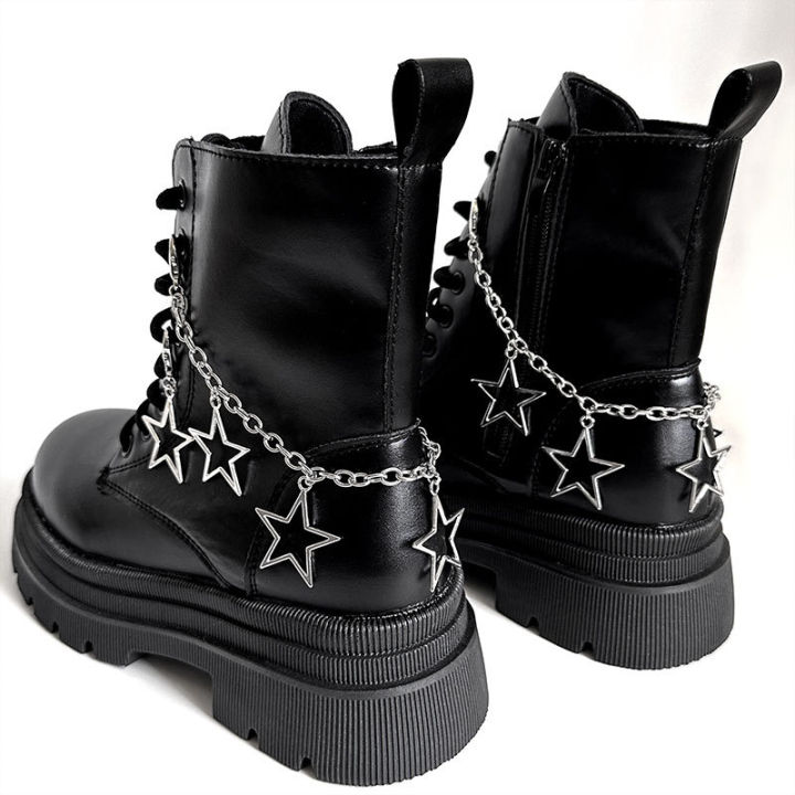 2 Pieces Hollow Star-Shaped Pendant Shoe Chain, Boots and Shoe Accessories, Five Pointed Star Pendant Chain Shoe Chain