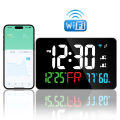 Smart Wifi Digital Wall Clock Temperature Humidity Display 4-Level Brightness Desk Table Electronic LED Alarm Clock Home Decor. 