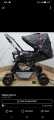 IMPORTED PRAM CHROME AND SEAT ADJUSTABLE Fancy High Quality 2 in 1 Pram Stroller Buggy Travel Carriage Pushchair8 Big Tyres Alloy Foldable Baby Stroller For Newborn Double Handle / Rubber Tyres. 