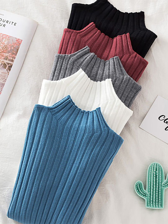 Croysier Pullover Ribbed Knitted Sweater Autumn Winter Clothes Women 2026 High Neck Long Sleeve Slim Basic Woman Sweaters Tops