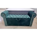 Wooden Turquoise Sea Velvet Queens Solid Wood Bench.