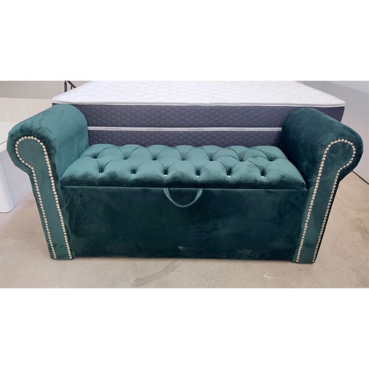 Wooden Turquoise Sea Velvet Queens Solid Wood Bench