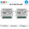Tuya Smart Dry Contact Switch Module DC5V/12-48V AC110-240V DIY Breaker Relay Compatible with Alexa  Home. 