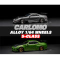 Carlomo S-Class 1/64 Alloy Wheels Rubber Tires with Brake Disc Assembly Rims for Model Diecast Car for Hot Wheels Detail up Kits.