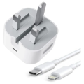 25W USB-C Power Adapter USB-C To Lightning Cable (A Grade) 3 pin Show for all iphone devices. 