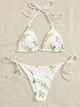 Neck Women's Two-Piece Bikini, Suspender Bra, V Bottom, Women's Swimwear and Apparel.