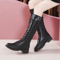 Winter New Style Round-toe Thick-soled Cross-strap Fashionable Motorcycle Boots, Comfortable Non-slip Trendy Women's Boots.