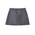 Mooyufon Women Fashion Solid Back Zipper A-Line Mini Skirt Vintage High Waist Female Chic Lady Skirts.