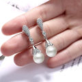 925 Sterling Silver Pearl Jewelry Natural Freshwater Pearl Drop Earrings For Women Silver Wedding Dangle Earring. 