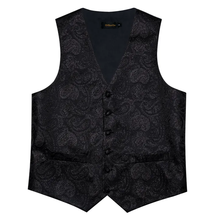 Paisley%20Men's%20Suit%20Vest%20Black%20Pink%20Red%20Wedding%20Prom%20Tuxedo%20Waistcoat%20Necktie%20Handkerchief%20Cufflink%20Sleeveless%20Jacket%20Vest%20-%20Image%203