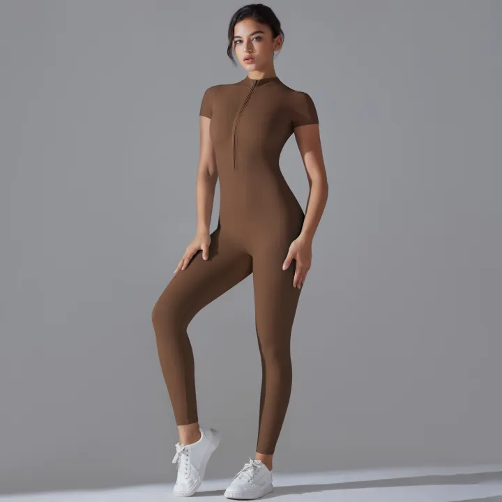 Yoga%20Set%20Women's%20Jumpsuits%20One-Piece%20Suit%20Zipper%20Short%20Sleeve%20Gym%20Push%20Up%20Workout%20Clothes%20Fitness%20Bodysuit%20Sportswear%20Tracksuit%20-%20Image%207