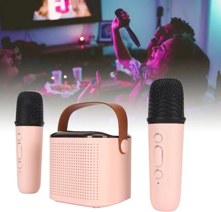 Mini Karaoke Machine Set | speaker mini | Mini Karaoke Machine Set, Portable RGB Bluetooth Speaker with 2 Wireless Microphones for Kids, Adults | new design speaker