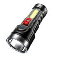 LED Flashlight + rechargeable cylindrical flashlight, 4 modes portable ABS flashlight for home outdoor travel camping fishing lamp. 