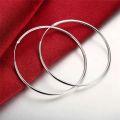 Round Circle 50/60mm Hoop Earrings Silver Color For Woman Wedding Engagement Party Fashion Charm Jewelry .