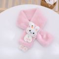 Boys Girls Winter Scarfs Thick Plush Cross Children's Scarf Baby Bib Cute Cartoon Rabbit Faux Fur Neck Protection Warm Shawl.