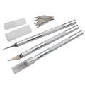Silver Metal Carving Knife DIY Sculpture Model Making Aluminum Rod Art Knife Wood Carving Blade Hand Tool Set. 