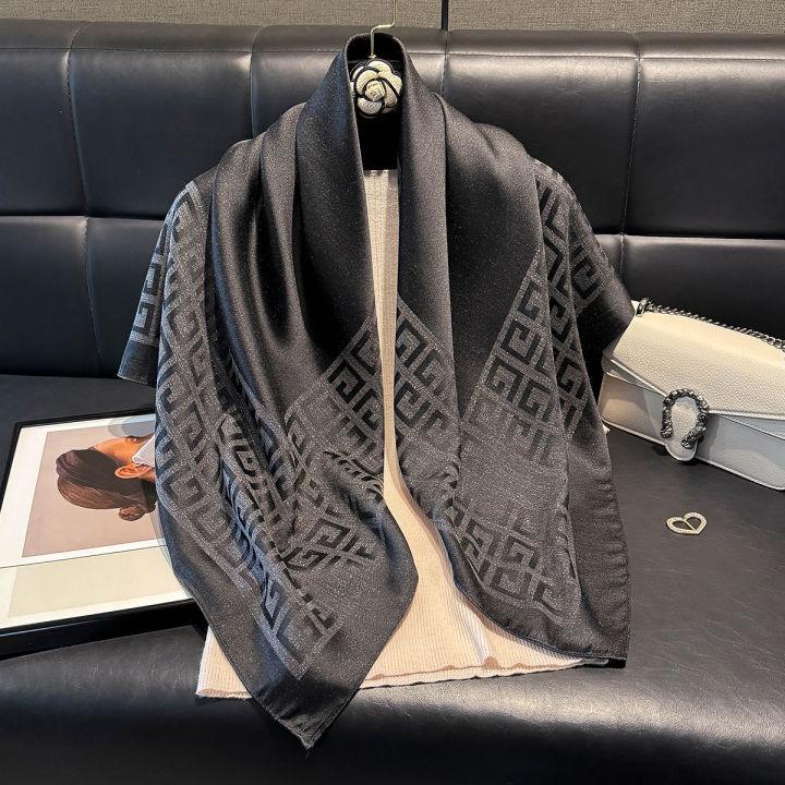 2025 Latest Spring and Autumn Women's Fashion Hijab Silky Muslim Square Sun Protection Shawl Luxury Brand Soft Female Scarf
