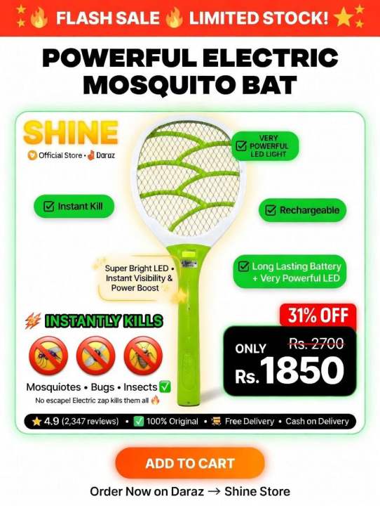 Electric Mosquito Bat | 🦟 Mosquito Electric Bat – Insect Killer Racket ...