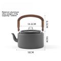 1.2L Lightweight Aluminum Alloy Camping Kettle with Wooden Handle Black And Gray Portable Outdoor Cooking Pot.