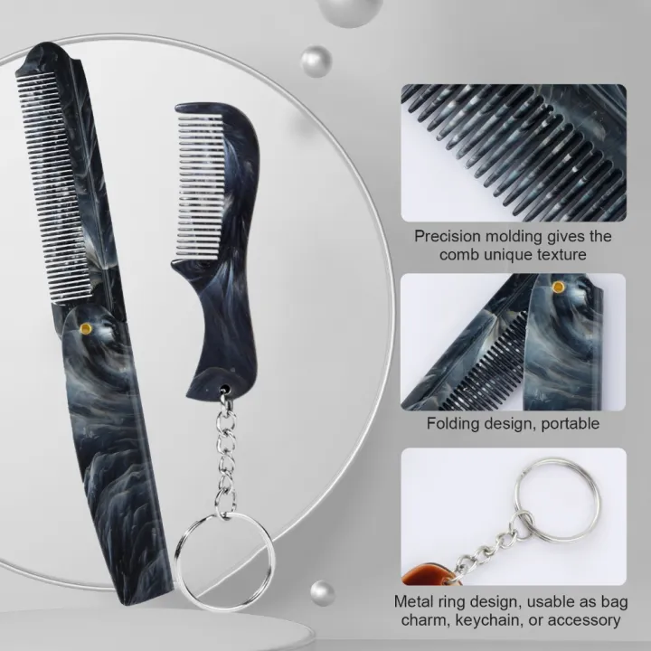 Marble%20Pattern%20Plastic%20Foldable%20Beard%20Mustache%20Comb%20Fine%20Tooth%20Folding%20Hair%20Comb%20Travel%20Portable%20Mini%20Beard%20Comb%20With%20Key%20Chain%20-%20Image%206