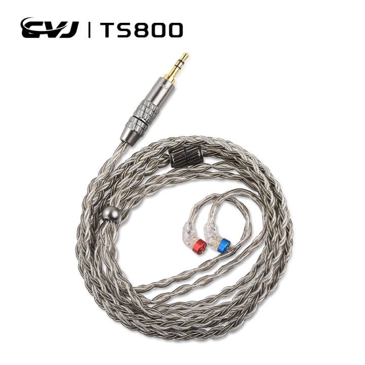 CVJ TS800 HIFI Audio Upgrade Cable Earphones Silver-Plated Eight-Braid Wire for 2.5/3.5/4.4mm