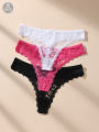 Awesomea 3Pcs Women’s Lace Bow Underwear – Soft Comfortable Low Waist Panties – Breathable Stretchy Seamless Lightweight Briefs. 
