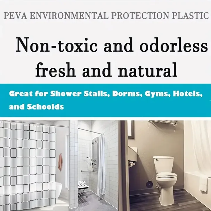 Bathroom%20Shower%20Curtains%20Waterproof%20Bath%20Curtain%20PEVA%20Modern%20Geometric%20Plaid%20Pattern%20Farmhouse%20Household%20Decoration%20Translucent%20-%20Image%205
