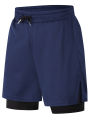 2-in-1 Men's Performance Running Shorts - Moisture-Wicking, Compression Support With Secure Zipper Pocket For Gym & Training.