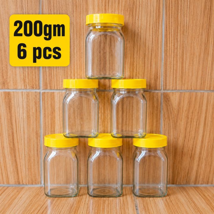 Glassware food jar , food container, glass jar ( 200 gm) 6pcs