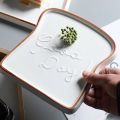 1Pc Ceramic Bread Shaped Breakfast Plate Toast Dishes Salad Fruit Snack Tray Household Tableware Dinner. 
