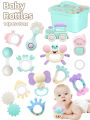 14pcs Box Baby Rattles Baby Teether Toys Set Newborn Early Educational Sensory Play STEM Boy Girls  for Infant Chewable . 