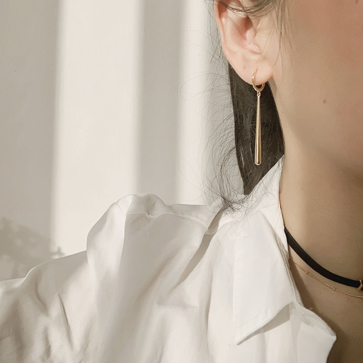 ANENJERY%20Silver%20Color%20Long%20Strip%20Hoop%20Earrings%20for%20Women%20French%20Gold%20Silver%20Waterdrop%20Earrings%20Jewelry%202022%20New%20-%20Image%203