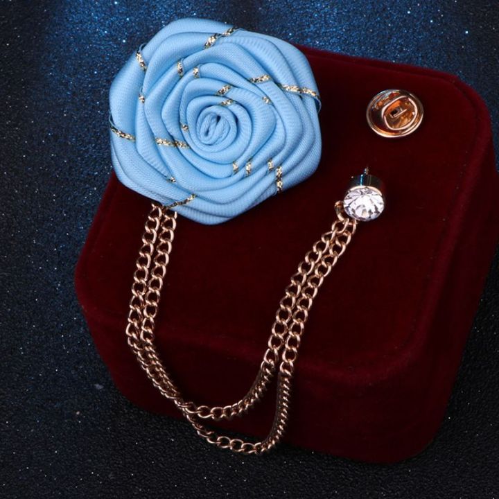 Korean%20Wedding%20Brooches%20Cloth%20Rose%20Flower%20Brooch%20Lapel%20Pin%20Badge%20Tassel%20Chain%20Men's%20Suit%20Accessories%20for%20Bridegroom%20-%20Image%204