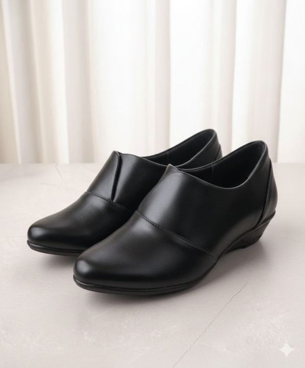 Whomen%20Official%20Mid%20Weg%C2%A0%20Heel%20Closed%20Shoes%20For%20Black%20Color%20-%20Image%205