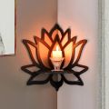 Wooden Lotus Hollow Decorative Rack Aromatherapy Organiser Essential Oil Candle Holder Wall Mounted Shelf Corner Shelf.