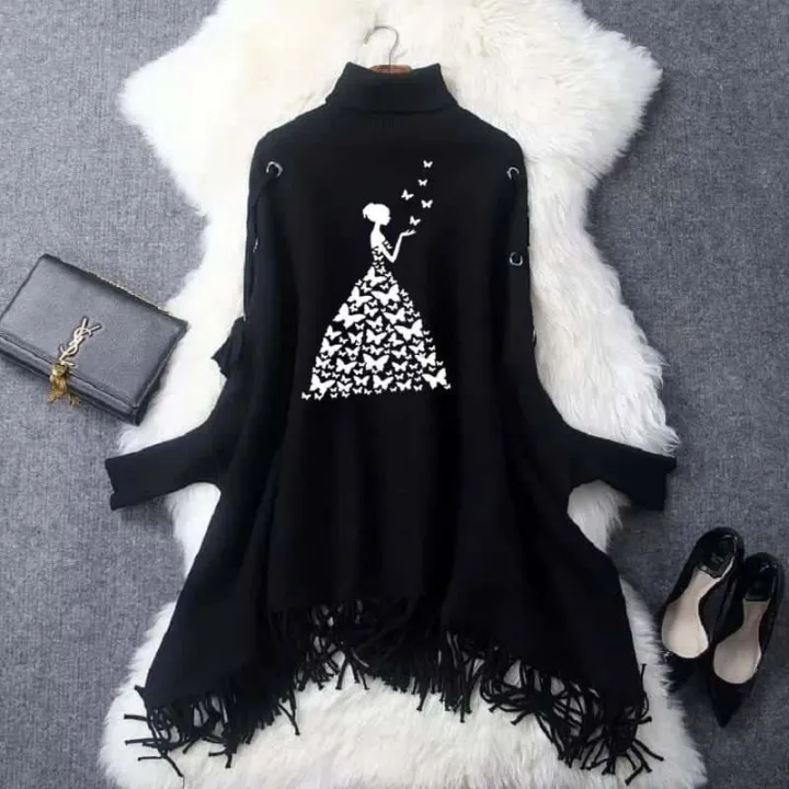 Women's%20Ayelet%20Printed%20Batwing%20Poncho.%20%20Fabric%20Two%20Fleece%20Best%20For%20Winters%20%20Standard%20Free%20Size.%20Chest%2035%20Length%2030%20%20-%20-%20Image%203