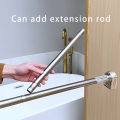 Silvery Adjustable Stainless Steel Shower Curtain Rod Clothes Drying Rack No-Drill Telescopic Pole for Laundry Room Bathroom.