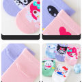 5 Pairs Kawaii Sanrio Character Kids Socks, Cute Hello Kitty Kuromi Cinnamoroll Girls Socks, Breathable Cotton Socks.
