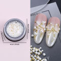 1/2/3boxes Mini 1.5-2mm White Half Round Flat Pearl Beads Nail Charms Decoration Manicure Korean Part Accessories Nail Supplies. 