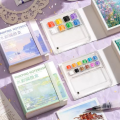 Painting Notebook Portable Pocket Notebook Sketching Watercolor Palette Set. 