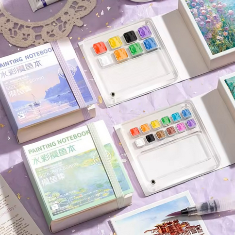 Painting%20Notebook%20Portable%20Pocket%20Notebook%20Sketching%20Watercolor%20Palette%20Set%20-%20Image%202
