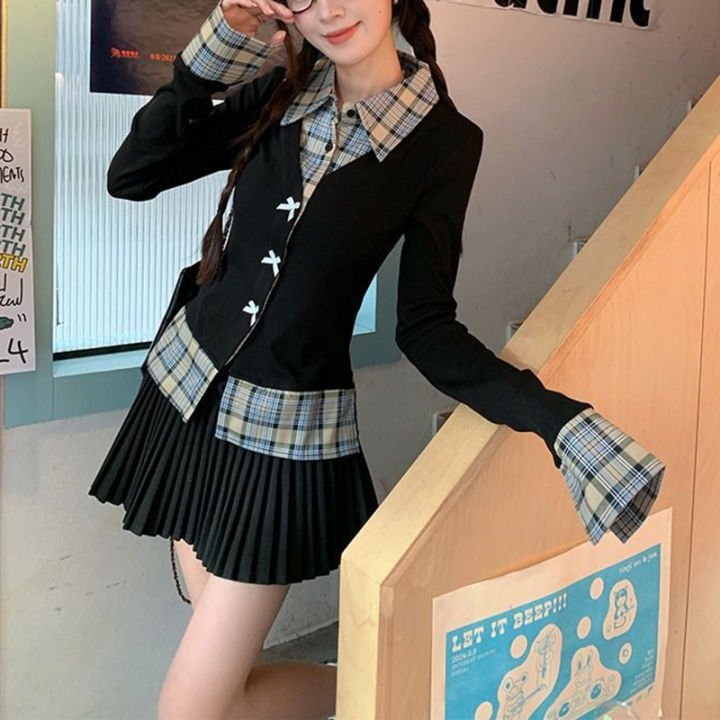Female%20T-shirts%20Chic%20Long%20Sleeves%20T-shirts%20Girls%20Chic%20Designer%20Patchwork%20Tops%20Women%20Korean%20Sweet%20Bowknots%20Clothes%20-%20Image%205