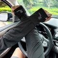 Summer Sun Protection Ice Sleeves Unisex Fashion Embroidered Outdoor Driving Riding Arm Sleeves With Thumb Hole.