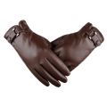 Men's Fleece Thermal Leather Gloves Winter Warm Touch Screen Windproof Waterproof Driving Gloves Full Finger Black Gloves.