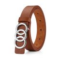 1pc New Women's Belt Fashion Silver Three Circle Buckle Belt Versatile Personalized PU Leather Belt Paired With Jeans Lady Belt.