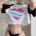 90s Femboy fairycore goth crop top Woman gothic  manga korean fashion graphic  t-shirts cropped. 