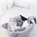 Cat Head Shape Cute And Comfortable Warm Cat House Safe Sleep Cave Non-Slip Semi-Closed Design Four Seasons Universal Cat Nest. 